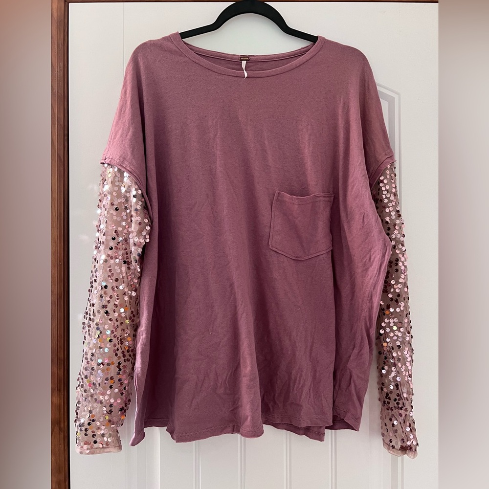 Mauve/Lavender Free People Sequin Shirt NWOT Sz S